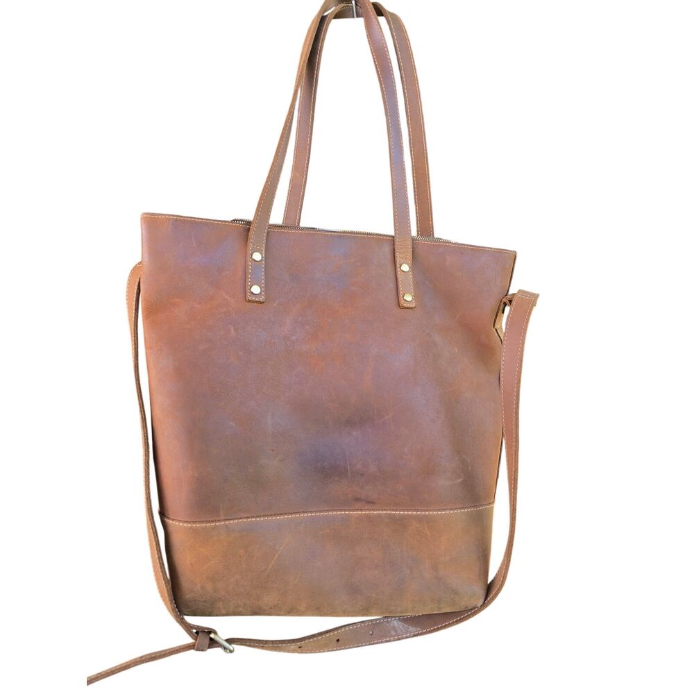 House of Flynn Brown Leather Camera Tote Bag - Picture 6 of 8